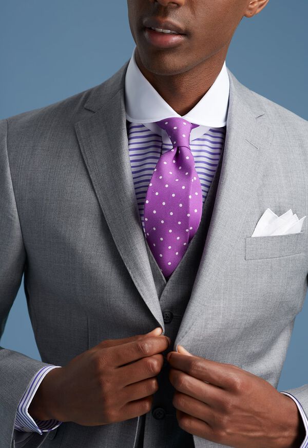 Paul Stuart Pearl Grey 3 Piece Suit Detail, image 1